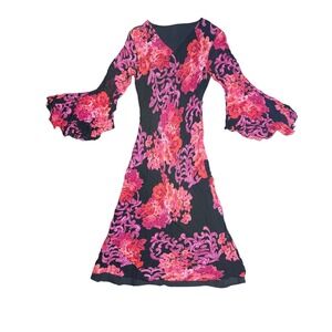 American Angel Floral Beaded Bell Sleeve Midi Dress